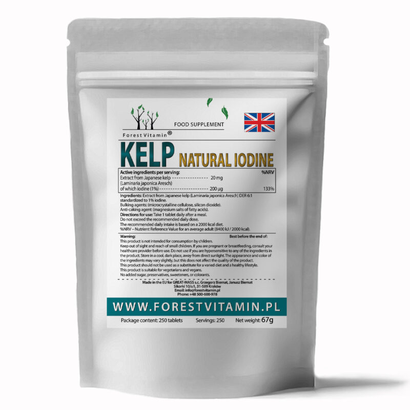 Forest Vitamin® KELP Ekstrakt Naturalna Jodyna 200 µg - 250 Tabletek - obrazek 3