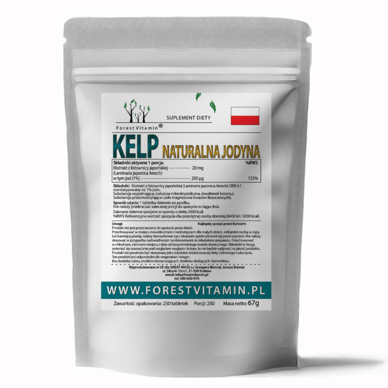 Forest Vitamin® KELP Ekstrakt Naturalna Jodyna 200 µg - 250 Tabletek - obrazek 2