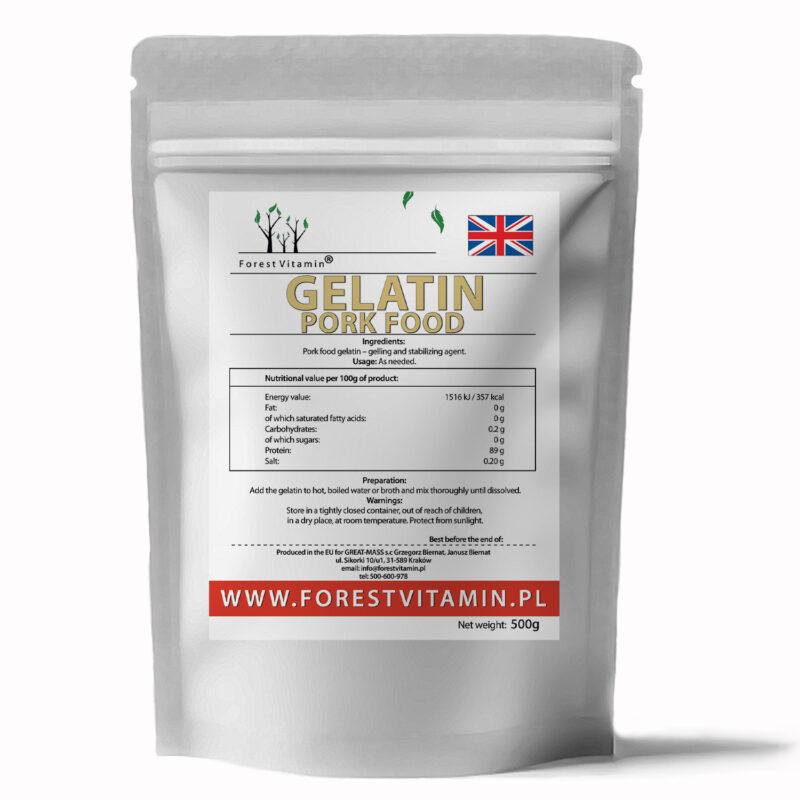 Forest Vitamin® ŻELATYNA SPOŻYWCZA WIEPRZOWA - 500g Proszek - obrazek 3