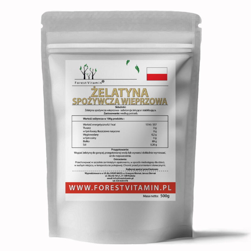 Forest Vitamin® ŻELATYNA SPOŻYWCZA WIEPRZOWA - 500g Proszek - obrazek 2