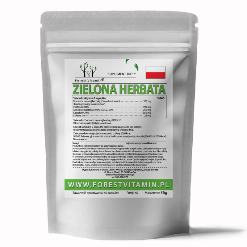Forest Vitamin® Zielona Herbata Ekstrakt 500 mg - 60 Kapsułek - obrazek 2