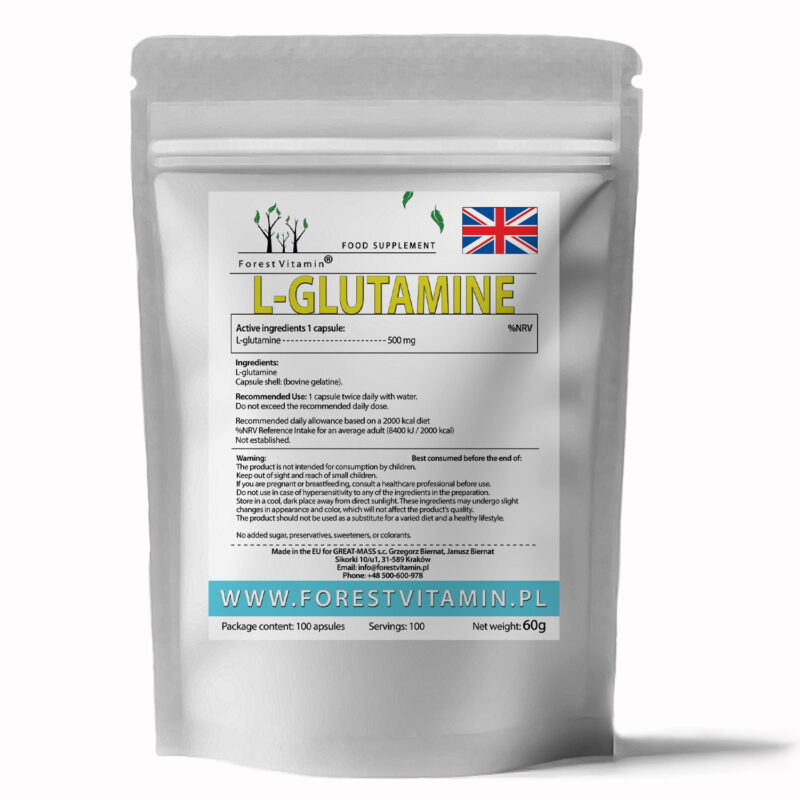Forest Vitamin® L-GLUTAMINE 500 mg - 100 Capsules - Image 3