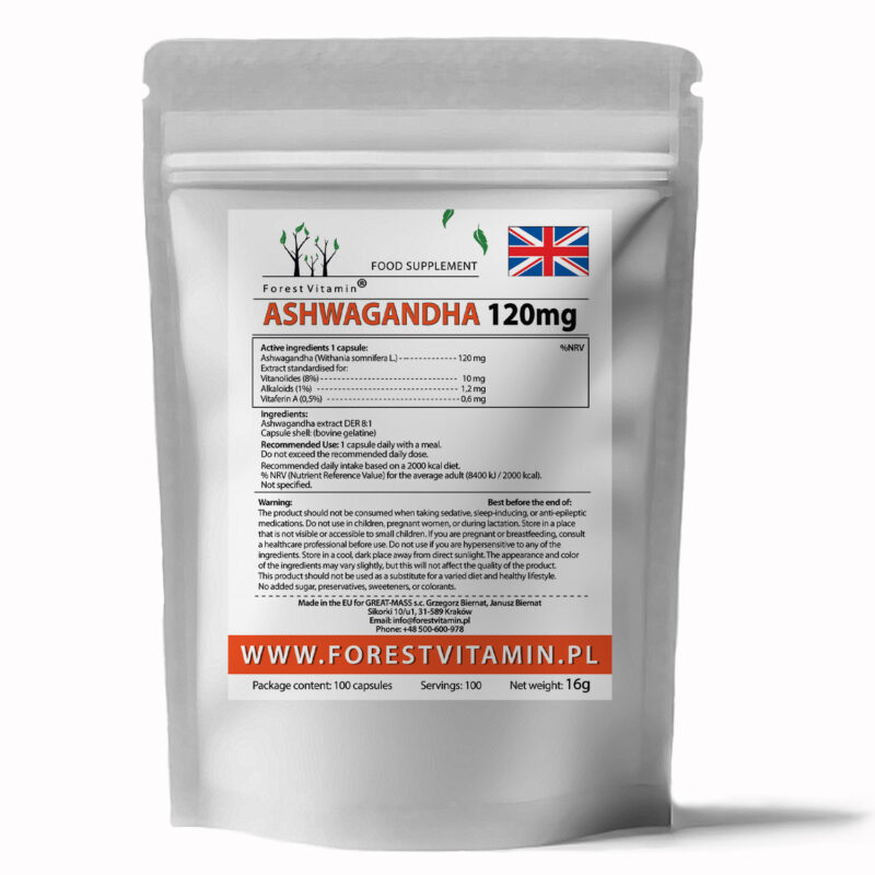 Forest Vitamin® ASHWAGANDHA EKSTRAKT 8% 120 mg - 100 Kapsułek - obrazek 3