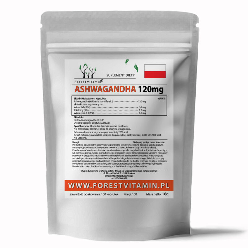 Forest Vitamin® ASHWAGANDHA EKSTRAKT 8% 120 mg - 100 Kapsułek - obrazek 2