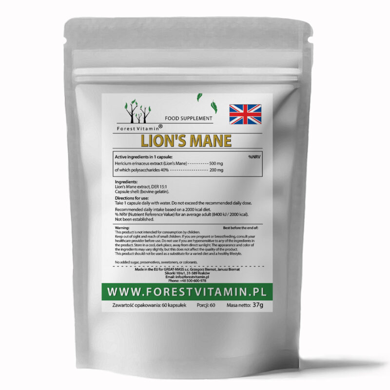 Forest Vitamin® LION'S MANE (Soplówka Jeżowata) 500 mg - 60 Kapsułek - obrazek 3