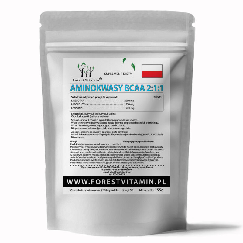 Forest Vitamin® BCAA 2:1:1 500 mg - 250 Kapsułek - obrazek 2