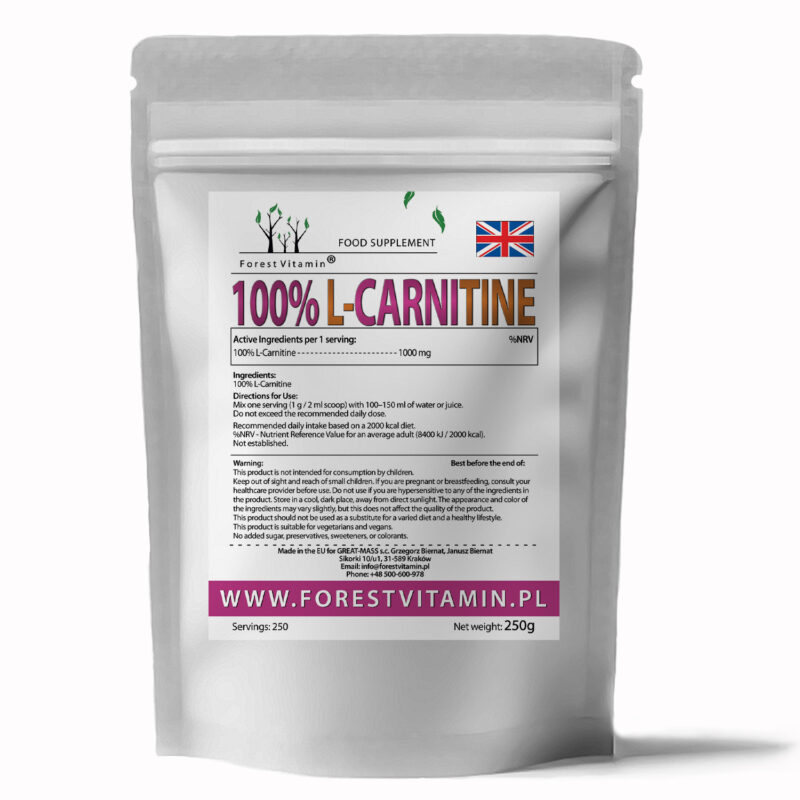 Forest Vitamin® 100% L-Carnitine 1000 mg – 250 grams in Powder Form - Image 3