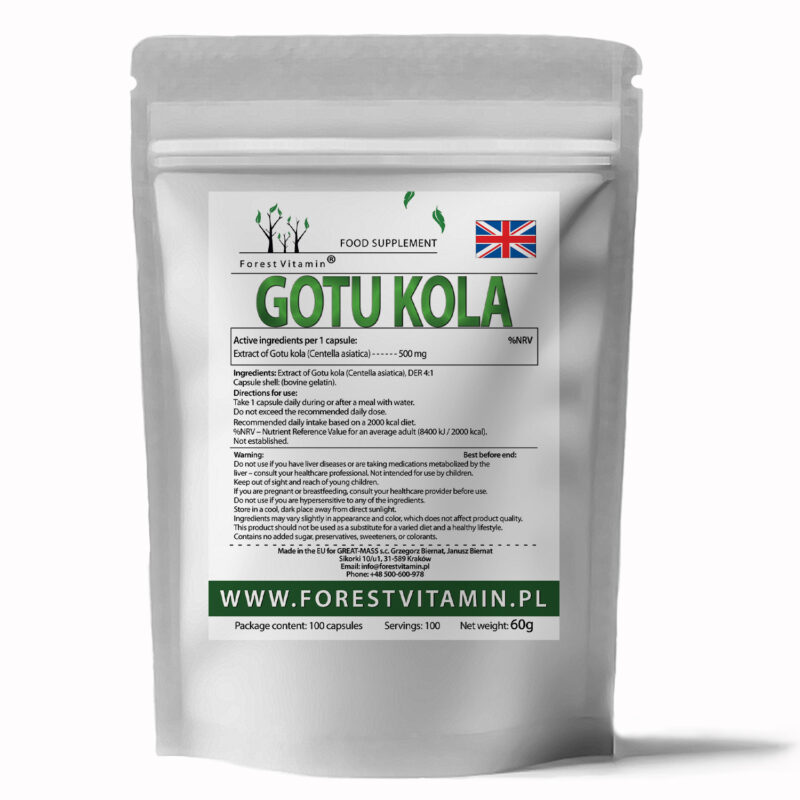 Forest Vitamin® Gotu Kola Wąkrotka Azjatycka Ekstrakt 500 mg - 100 Kapsułek - obrazek 3
