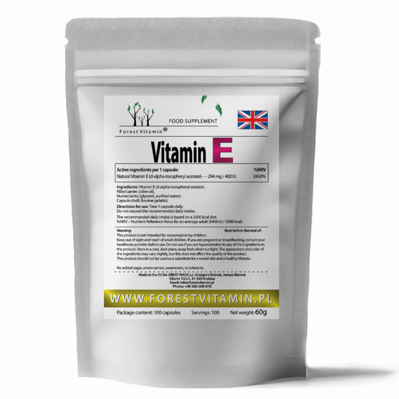 Forest Vitamin® Naturalna Witamina E 400 iu - 100 Kapsułek Softgel - obrazek 3