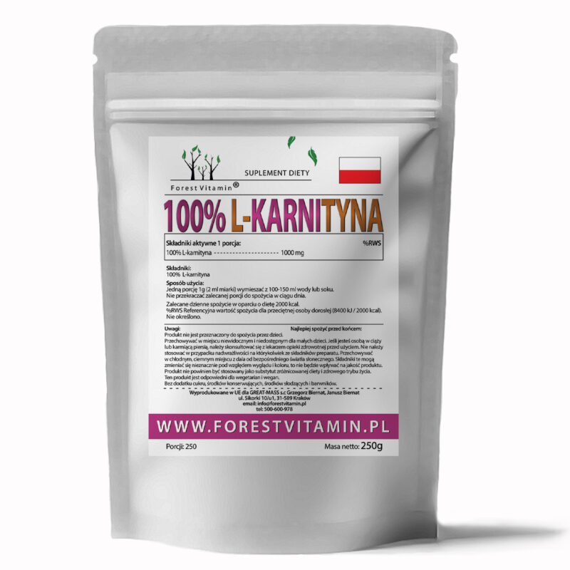 Forest Vitamin® 100% L-Carnitine 1000 mg – 250 grams in Powder Form - Image 2