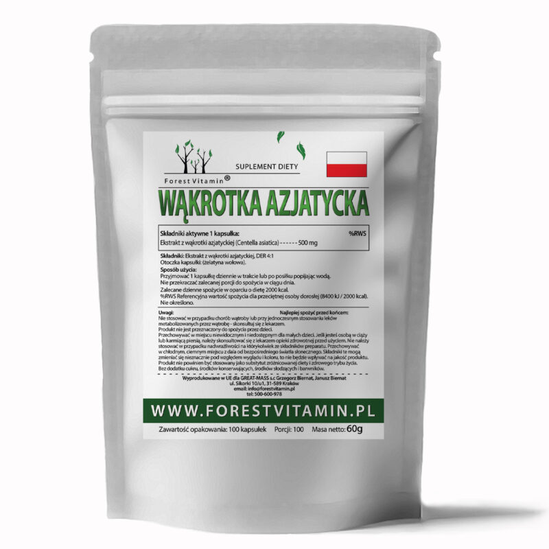 Forest Vitamin® Gotu Kola Wąkrotka Azjatycka Ekstrakt 500 mg - 100 Kapsułek - obrazek 2