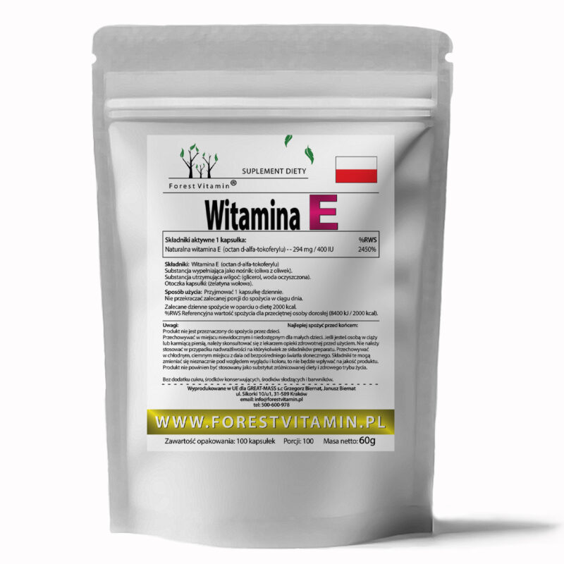 Forest Vitamin® Naturalna Witamina E 400 iu - 100 Kapsułek Softgel - obrazek 2