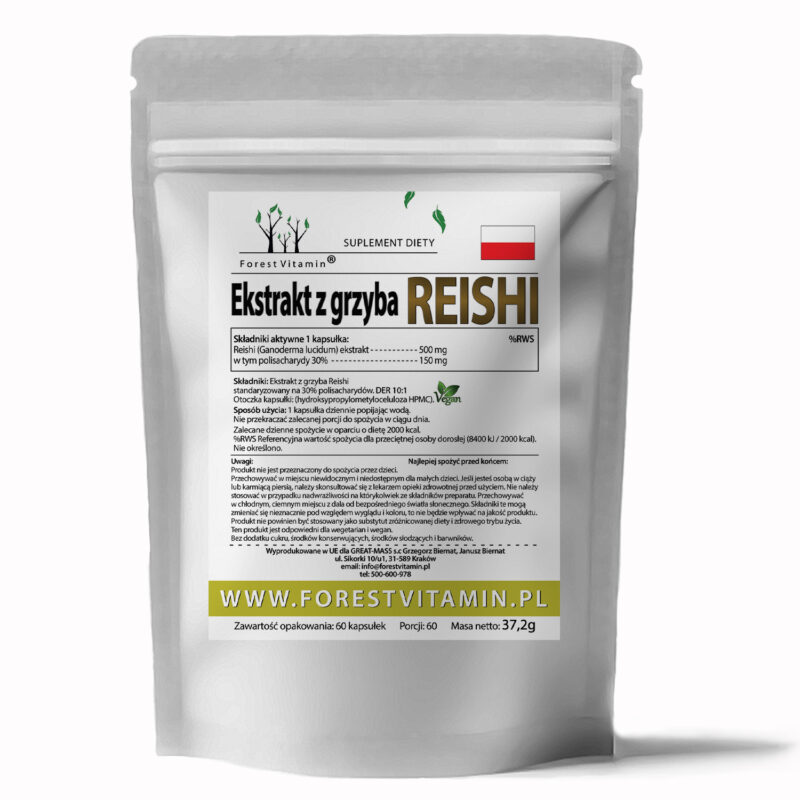 Forest Vitamin® Ekstrakt z Grzyba REISHI 500 mg - 60 Kapsułek - obrazek 2