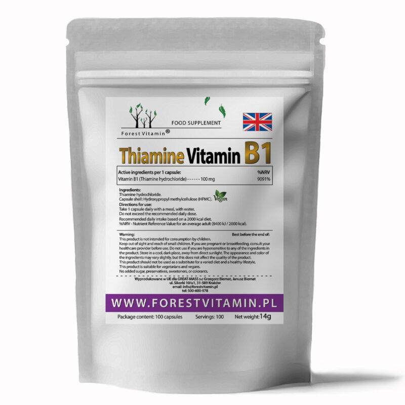 Forest Vitamin® Witamina B1 Tiamina 100 mg - 100 Kapsułek HPMC - obrazek 3