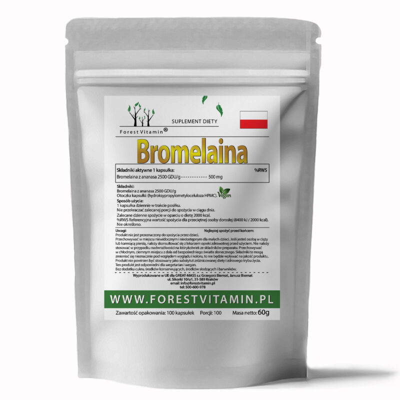 Forest Vitamin® Bromelaina 500 mg - 100 Kapsułek HPMC - obrazek 2