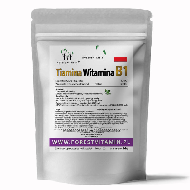 Forest Vitamin® Witamina B1 Tiamina 100 mg - 100 Kapsułek HPMC - obrazek 2