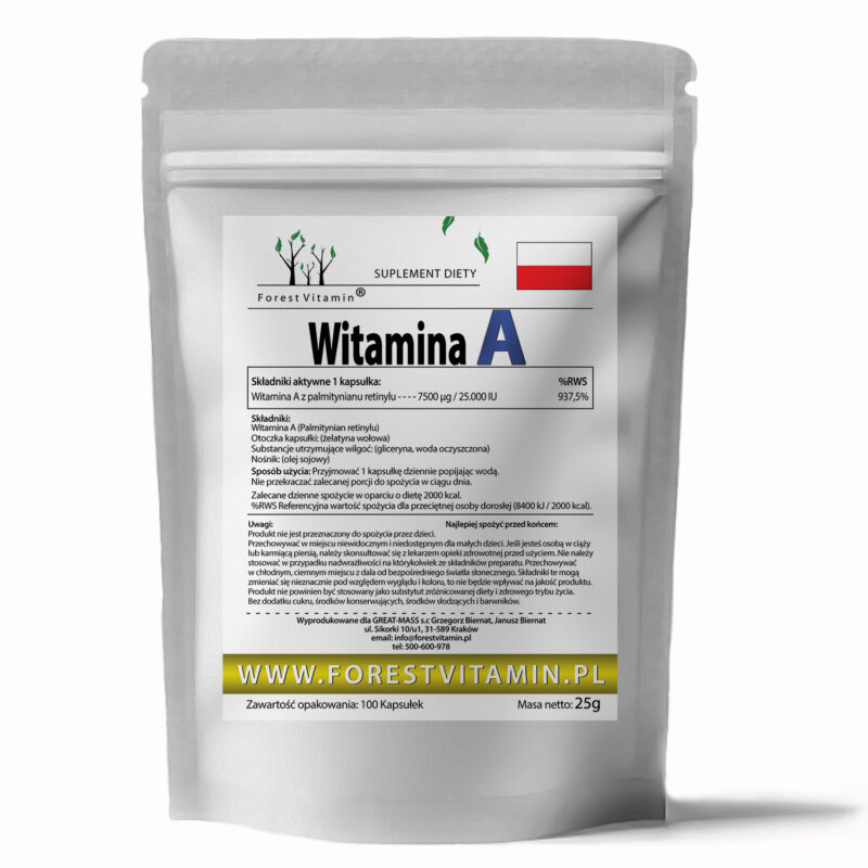 Forest Vitamin® Witamina A 25.000 IU - 100 Kapsułek Softgel - obrazek 2